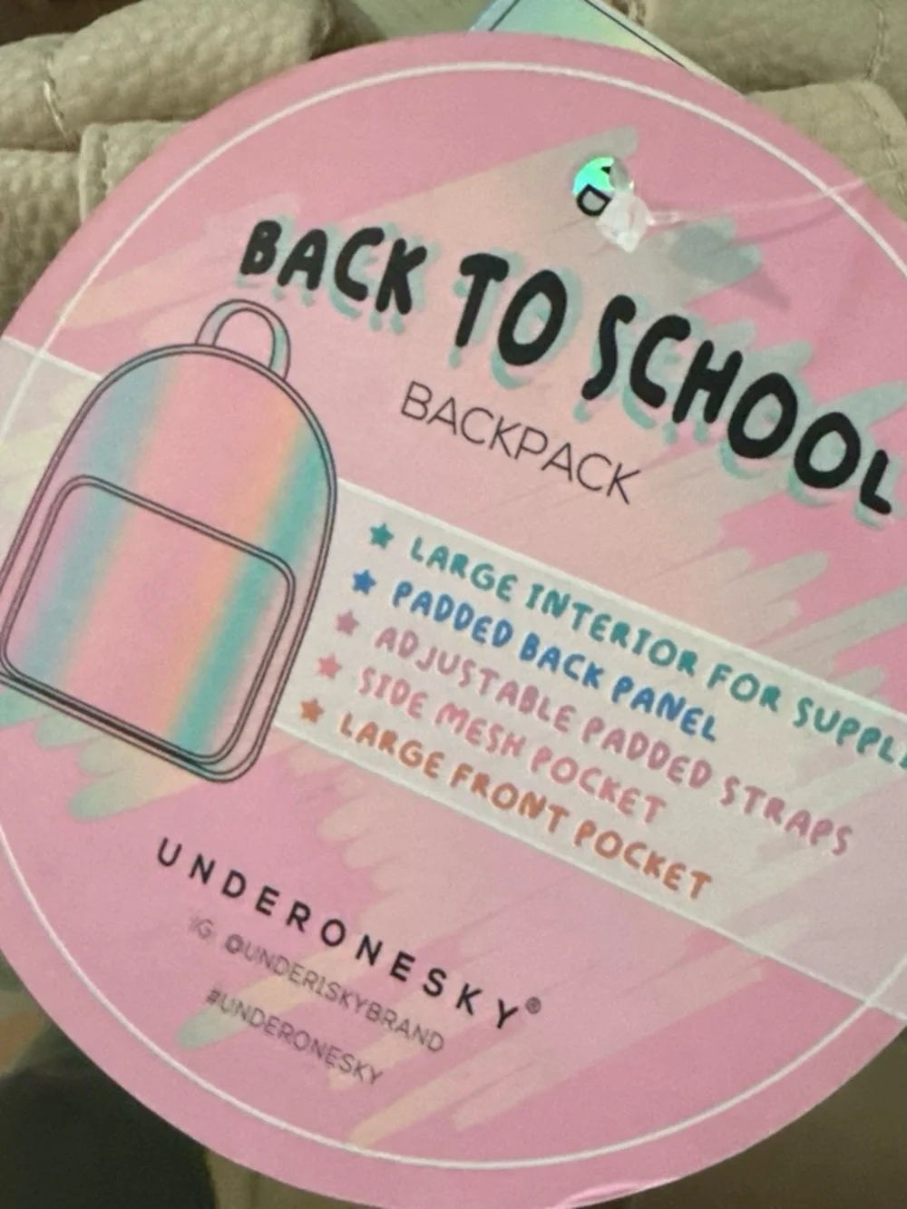 NWT Underonesky Quilted Butterfly Accent Backpack - Beige
